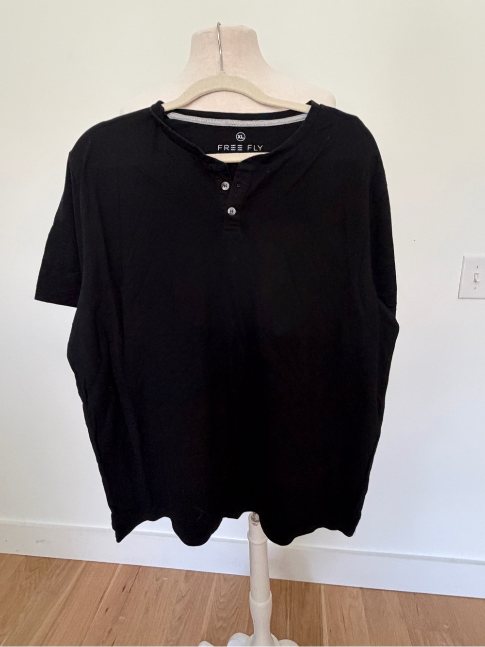 Free Fly Apparel Black Short-Sleeve Henley - XL